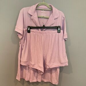 TOMMY JOHN | Women’s Purple Pajama Set with Shorts and Button-Down Collar Top